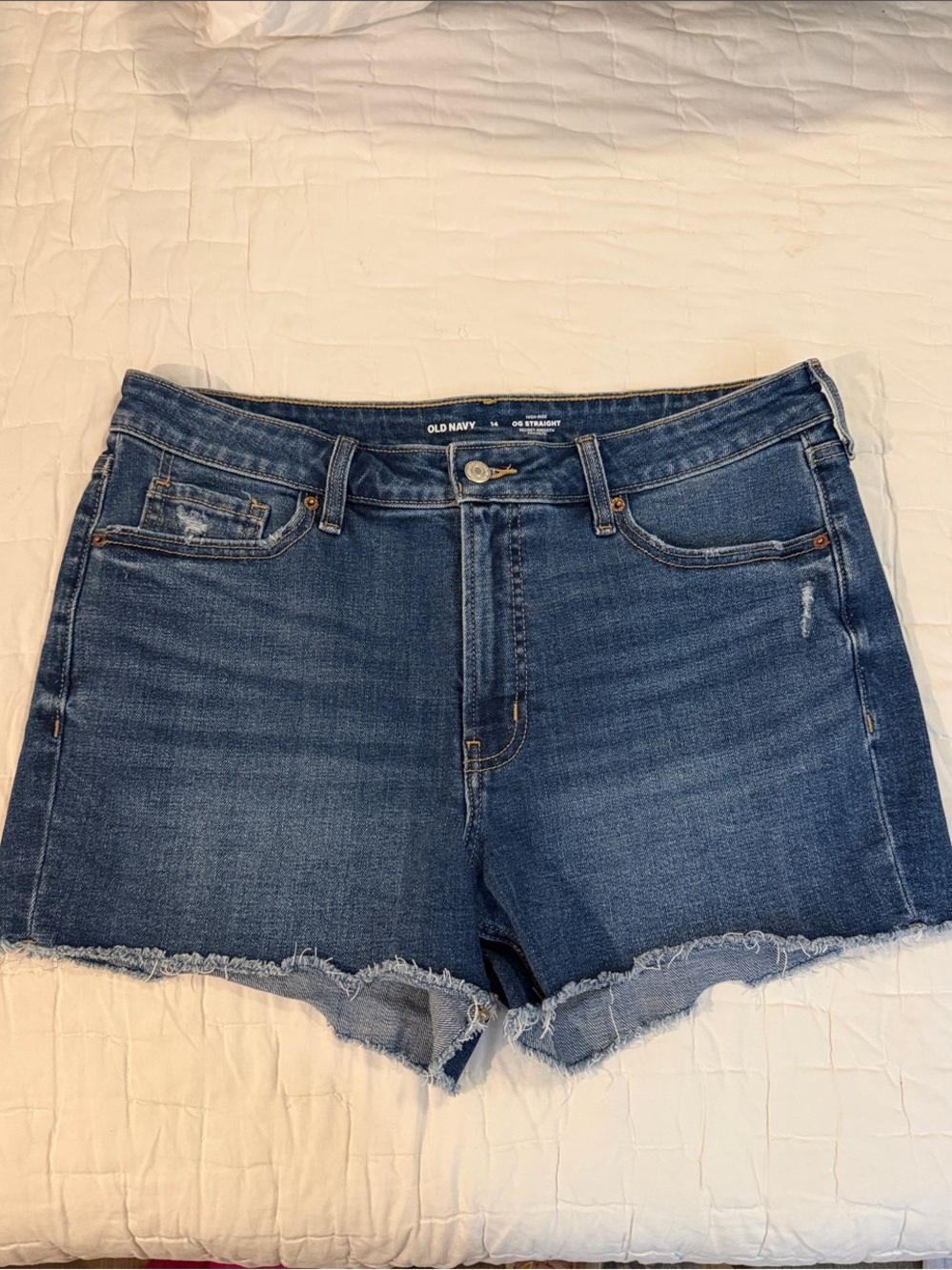 Old Navy Dark Blue Denim Frayed Hem Shorts